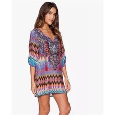 NLW Women's Bohemian Floral Shift Dress L Multicolor Knee Length