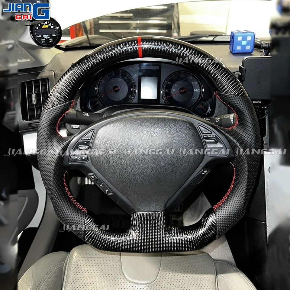 Volante deportivo de fibra de carbono real para Infiniti G37 G37X sedán cupé 08-15 Foto 3 de 4