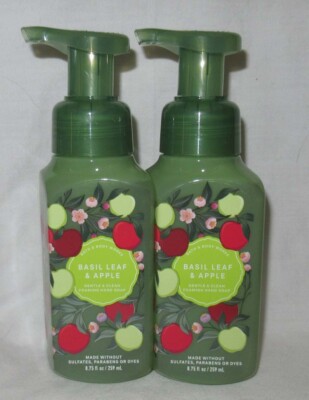 Bath & Body Works Gentle & Clean Foaming Hand Soap Set Lot 2 BASIL LEAF & APPLE