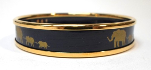 Vintage HALCYON DAYS ENAMELS BANGLE BRACELET - ELEPHANT FAMILY Blue Ground - Picture 3 of 8