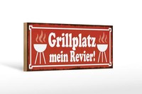 Holzschild Spruch 27X10 Cm Grillplatz Mein Revier Grillen Schild Wooden Sign