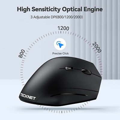 TeckNet kabellose kabellose Maus 2600DPI Scroll 2,4 GHz für PC Laptop schwarz
