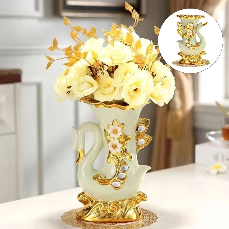Ceramic Decorative Vases Elephant Sculpture Home Ornament for Flower Arrangement