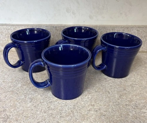 4 Fiestaware Tapered Coffee Mugs Twilight Blue