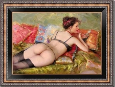 Handmade Oil Painting art female impressionism women girl on canvas 24"X36"