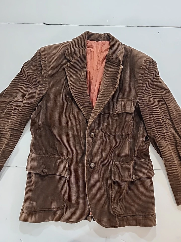 Chaqueta Abrigo Deportivo Vintage Marrón Ancho Pana Gale Para Hombre Pequeña Años 70 Estilo Campo Foto 2 de 4