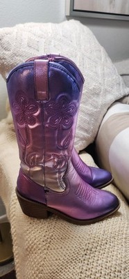 Steve Madden Metallic Purple Cowboy Boots   Girls Size 1