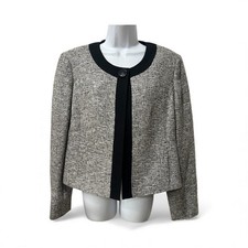 Kasper Separates Womens Blazer Jacket Tweed Black White Size 16