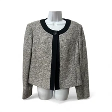 Kasper Separates Womens Blazer Jacket Tweed Black White Size 16