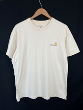 Carhartt Mens WIP Short Sleeve Embroidered T-Shirt Sz M Beige Skater Streetwear