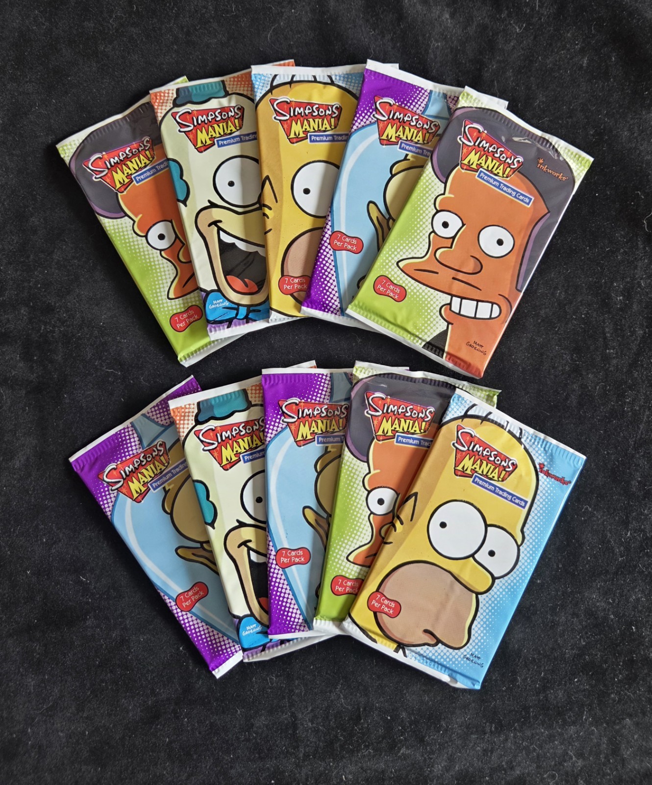 2001 Inkworks Simpsons Mania! Trading Cards - Lot of 10 Sealed Packs