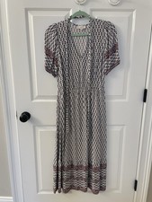 LOFT Outlet Floral Midi Dress Short Sleeve 100% Rayon Size S