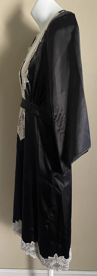 De Colección Frederick's of Hollywood Para Mujer M Negro Satinado Vestido Cremallera Lateral Túnica Foto 2 de 4