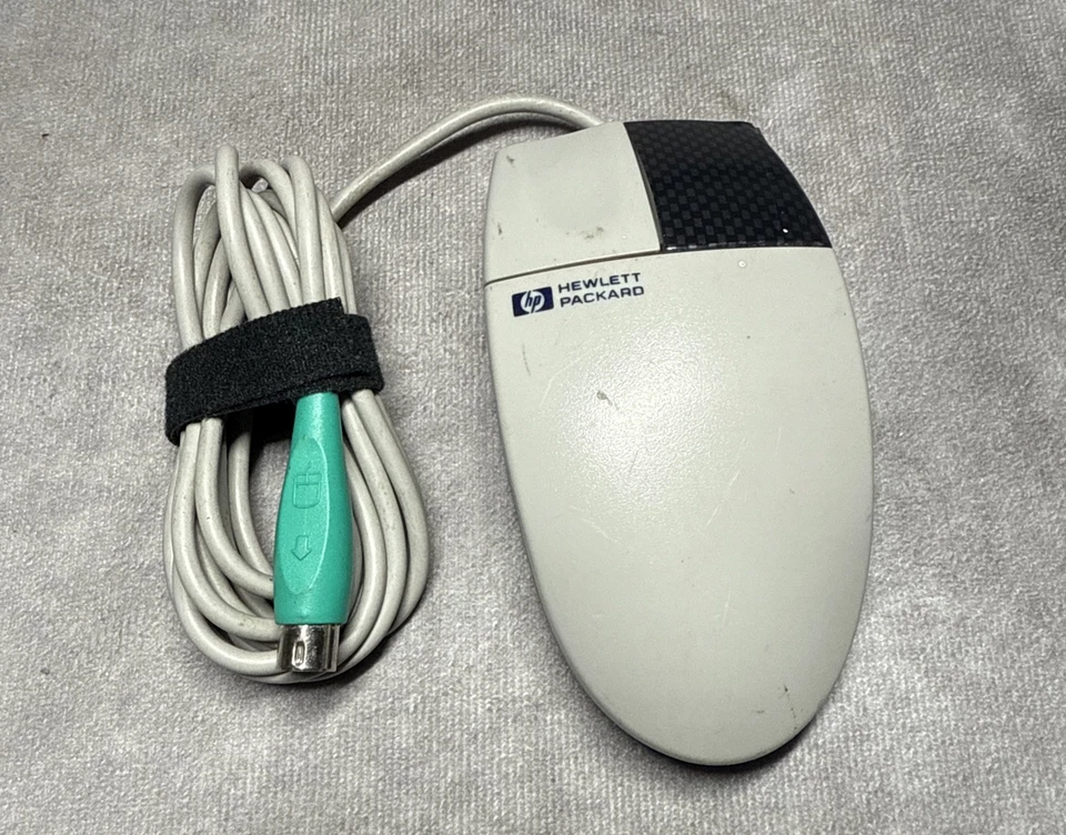 Vintage Y2K HP M-S34 Trackball Mouse PS/2 Wired Gray - Image 2 of 4