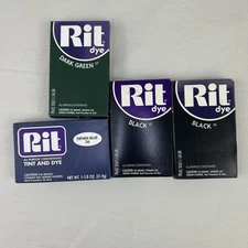 Lot 4 Boxes RIT Powder All Purpose Fabric Dye Old Formula NIP Denim Green Black