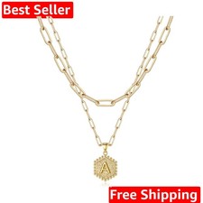 Dainty Initial Necklaces for Women, 14K-Gold-Plated Layering Necklace for Wom...