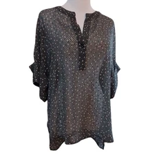 CABI Oversized Sheer Top Blouse Shirt See Through Dainty Print Fairygoth Layer