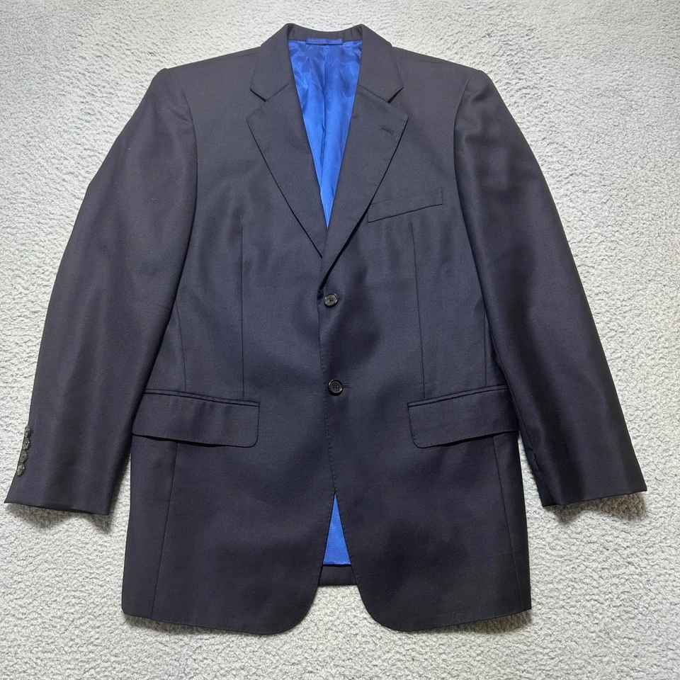 Loro Piana Four Seasons Super 120s Custom Made Suit Jacket Blazer Navy Blue 40 - Image 2 of 4