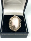 Vintage Navajo Sterling Silver pink mother-of-pearl cabochon Ring Size L E978