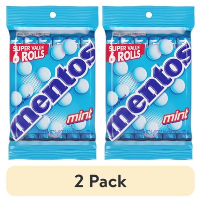 (2 pack) Mentos Peppermint Chewy Mint Candy Roll, 1.32 oz, pack of 6, New..