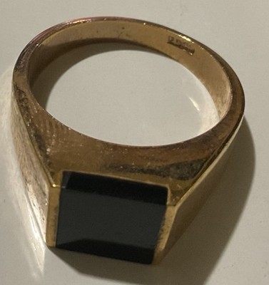1950 s Size 13 EDCO 14kt EP Gold Men s Black Onyx Ring Well Made Vintage