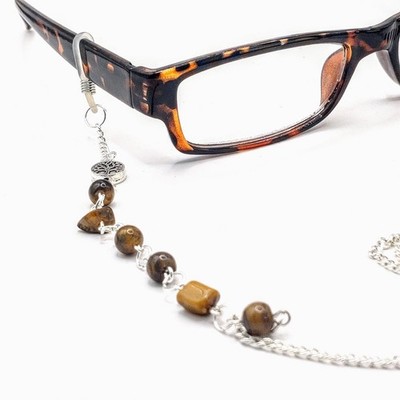 Brillenkette, Tigerbrillenband, Lebensbaum, Edelstein Brillenbänder 