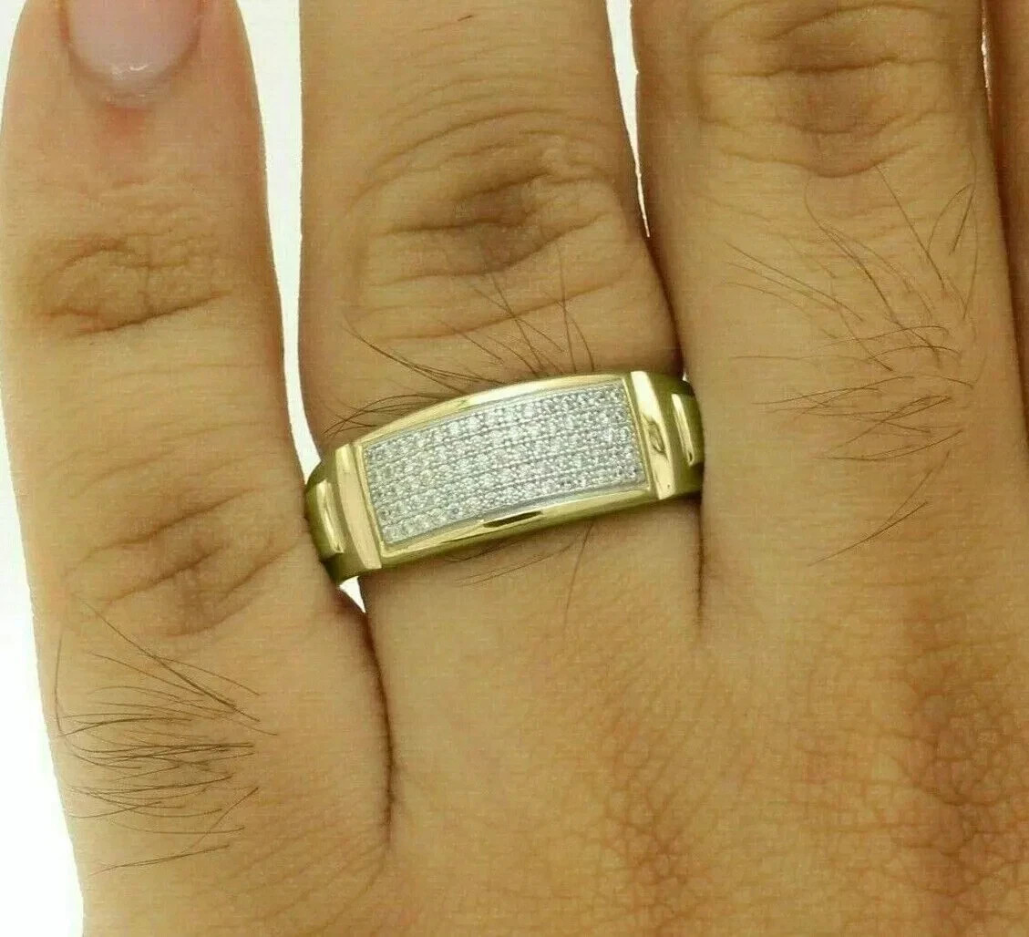 Men's Wedding Band Ring 2Ct Round Cut Lab Created Diamond 14k Yellow Gold Plated