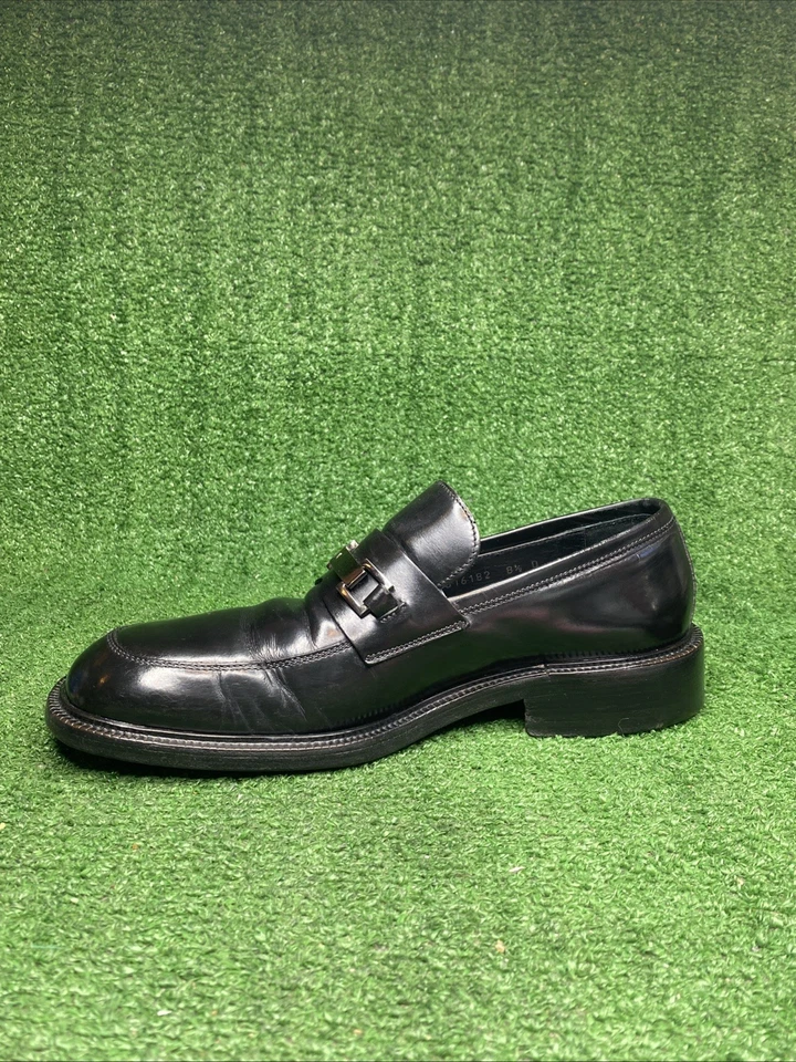 GUCCI PARA HOMBRES Zapatos de Vestir Cuero Negro Sin Cordones GG Bit Tacón Grueso Talla 8.5 Envío Gratuito Foto 2 de 4