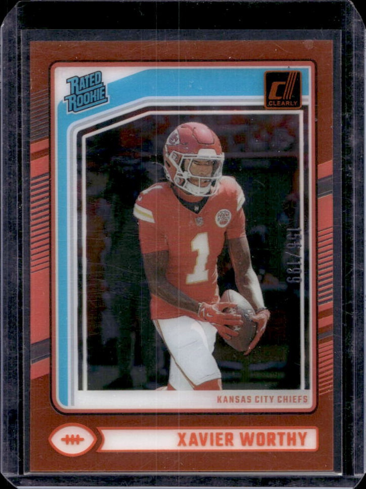 2024 Panini Clearly Donruss Xavier Worthy Orange Rated Rookie #156/199 Chiefs