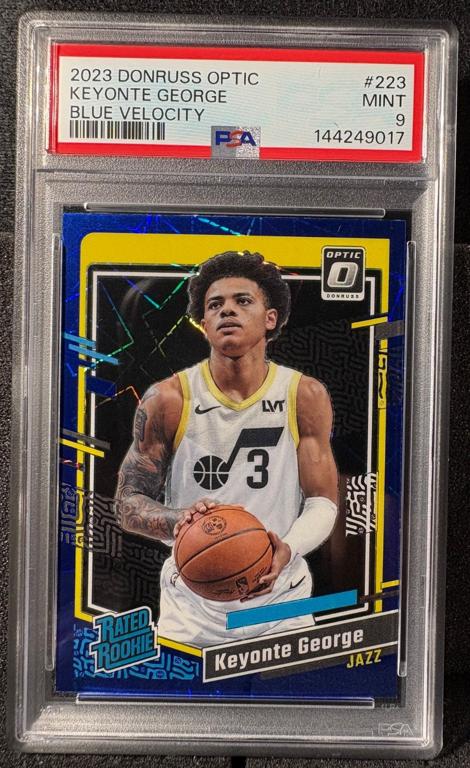 2023 Donruss Optic Blue Velocity #223 Keyonte George ROOKIE PSA 9 - Utah PHENOM!