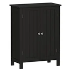 Bathroom Cabinet Floor Storage Cabinet with Adjustable Shelf Freestanding Black
