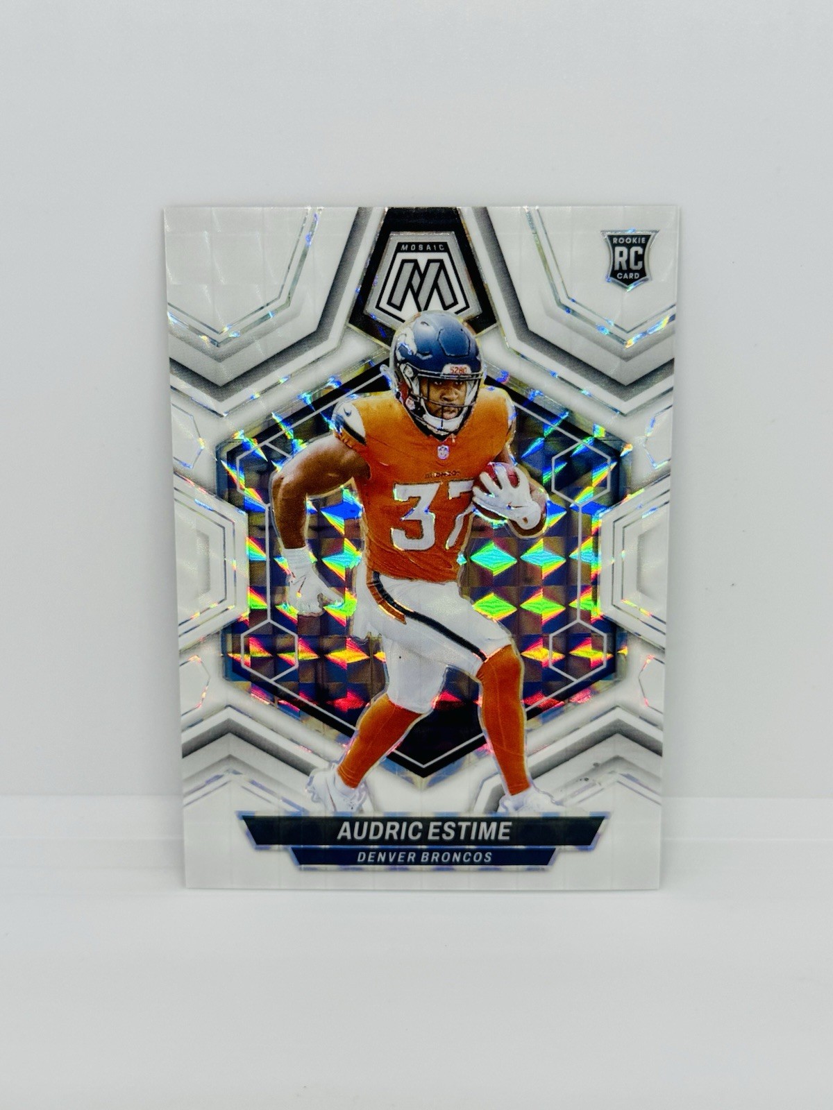 2024 Mosaic AUDRIC ESTIME Rookie White Prizm /25 Denver Broncos RC #392