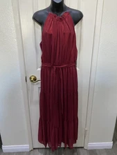 NWT New Simply Vera Women’s Halter Tiered Shimmering Party Dress Size Large Wine