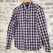 Banana Republic Slim Fit Plaid Long Sleeve Button Down Shirt Men's Medium Purple