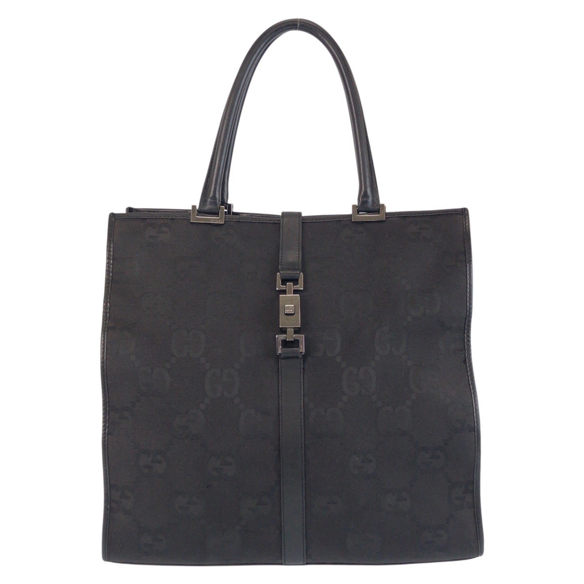 GUCCI Jackie GG Jumbo 002 1064 Tote Bag Shoulder Bag Black GG canvas/leather