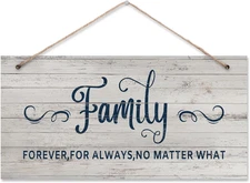 Family Signs Wall Art Family Forever for Always No Matter What Rustic Wood Hangi