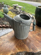 Vintage Galvanized Ribbed Watering Can