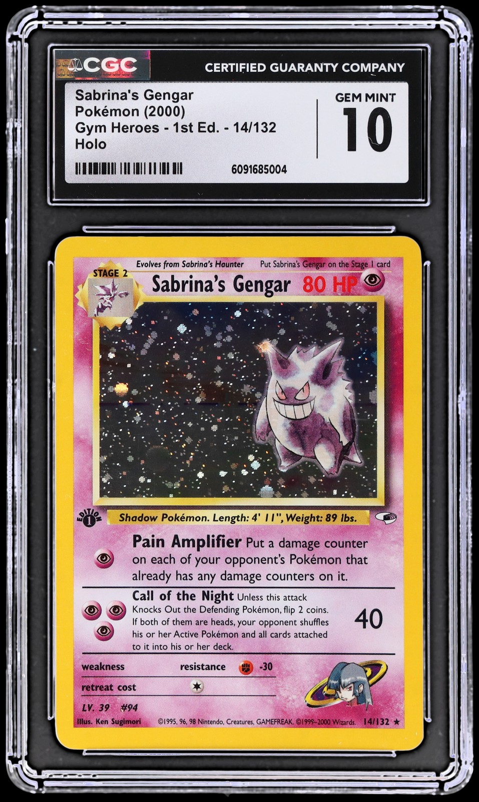 2000 Pokemon Gym Heroes Sabrina's Gengar #14 CGC 10 1st Edition Holo Gem Mint