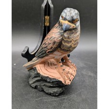 Carved Stone Hawk Falcon Bird Figurine Hand Painted Folk Art Wildlife