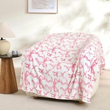 Pink Bow Twin Blanket   60x80 Inch Soft Fleece Blanket for Girls and , Coquet...