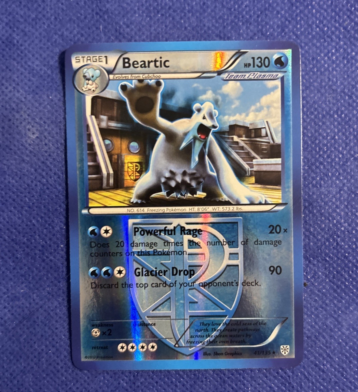 Beartic (Team Plasma) Plasma Storm 41/135  Reverse Holo Rare Pokemon Card - NM