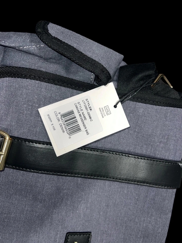 Bolso de mezclilla mensajero de lona London Fog Collection para mujer NUEVO con etiquetas Precio de venta sugerido por el fabricante 108 USD Foto 2 de 2