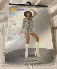 California Costumes Disco Diva Dress Womens S 4 6 70s Psychedelic Swirl Head Tie