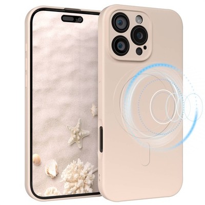 Silikonhülle magnetisch für Apple iPhone 16 Pro Max Magnet TPU Bumper in Taupe