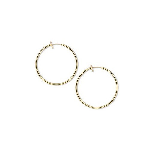 Pair of 1 3/8 inch Clip on Hoop Earrings With Spring Closure for ...