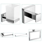 Bathroom Accessory Modern Square Chrome Towel Ring Hook Holder Soap Dish Holder