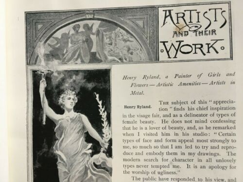 Henry Ryland Artist Artwork Rare Old Antique Article 1898 Painter Dance - Picture 2 of 5
