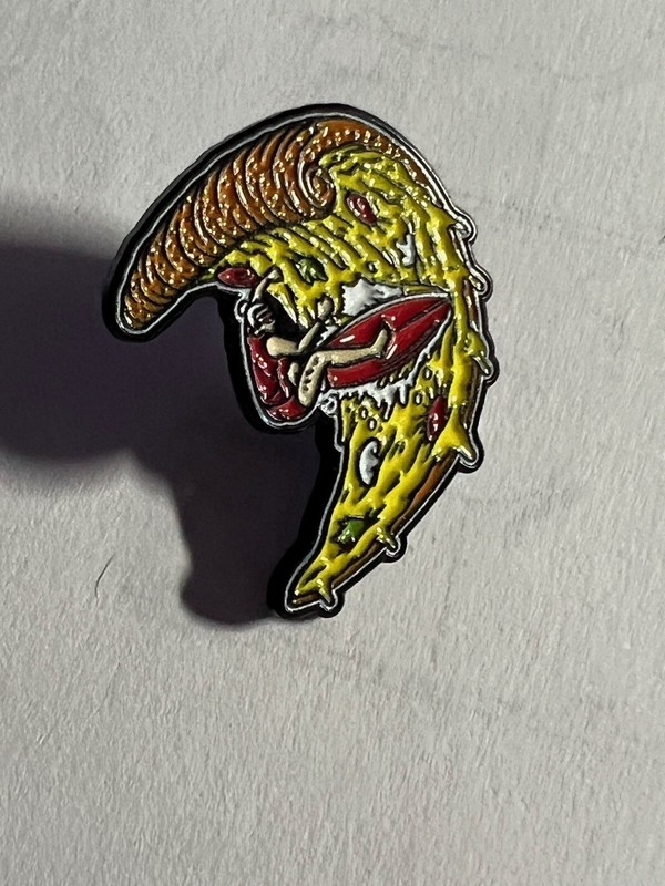 Collectors Pizza Enamel Pin - Surfer on a Slice Wave - Hat Uniform Pin 