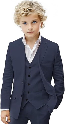Boy Suit 3 Pieces Summer Suit Linen Kids Blazer Vest Pants Set Beach Wedding - Picture 33 of 39
