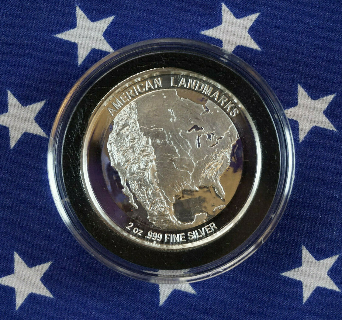 Liberty Island U.S. Landmarks Elemetal (BU) 2oz .999 Fine Silver